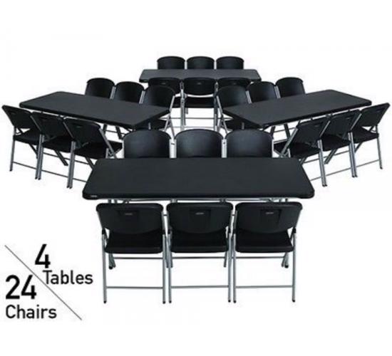 Lifetime 6 Ft Rectangular Tables And Chairs Set - Black (80440) - Great for big gatherings and events.